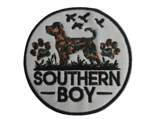 Southern Boy Dog Embroidered Iron On Patch