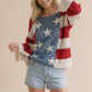 Long Sleeve Star and Stripe Crochet Sweater