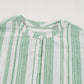 Stripe Half Buttoned Short Sleeve Blouse