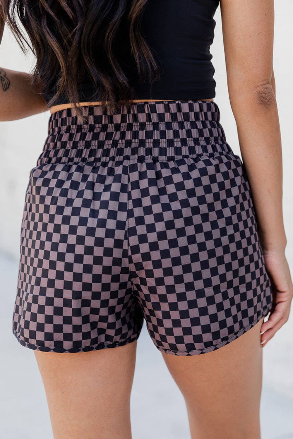 66 Leopard/Checkered High Waisted Athletic Shorts (S-XL): Blue Leopard / Missy / S