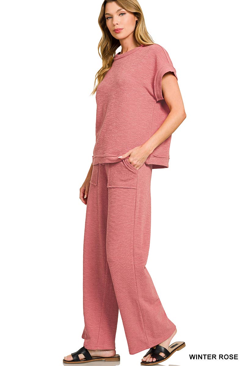 Cotton Slub Tee & Pants 2pc Set  Zenana