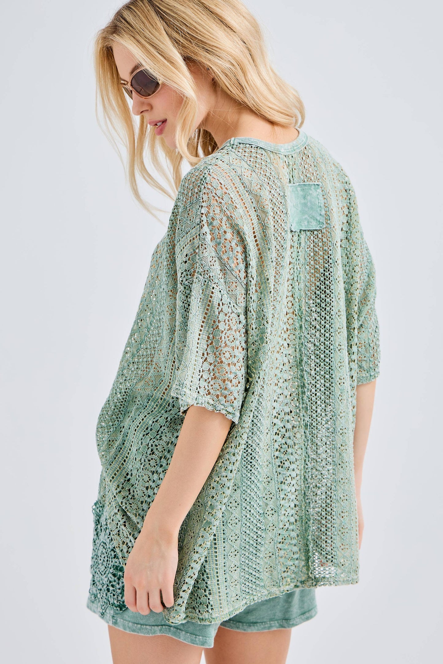 Mineral Washed Lace Top
