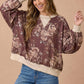 Color Block Floral Pullover Knit Top