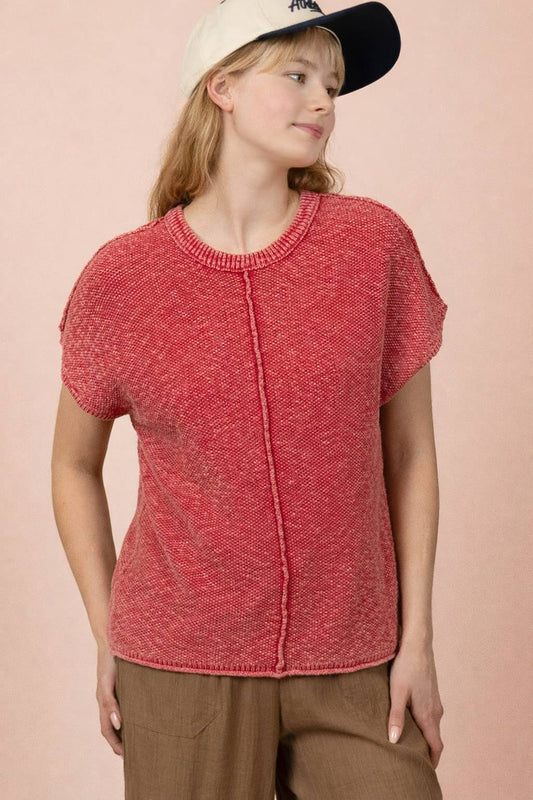 Mineral Washed Knit Casual Sweater