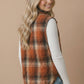 Plaid Quilted Snap Button Puffer Vest