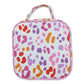 Pink ruffle leopard girls lunch box bag