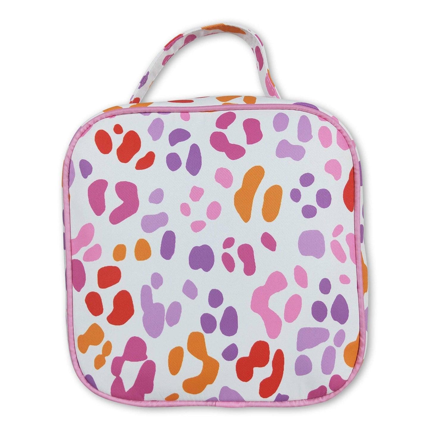 Pink ruffle leopard girls lunch box bag
