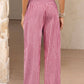 Gingham High Waist Wide Leg Pants with Pockets