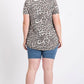 Leopard Print V neck Sequin Trim Tee
