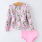 Balloon Print Long Sleeve Girl Swimsuit