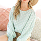 Geo Print Crew Neck Puff Sleeve Blouse