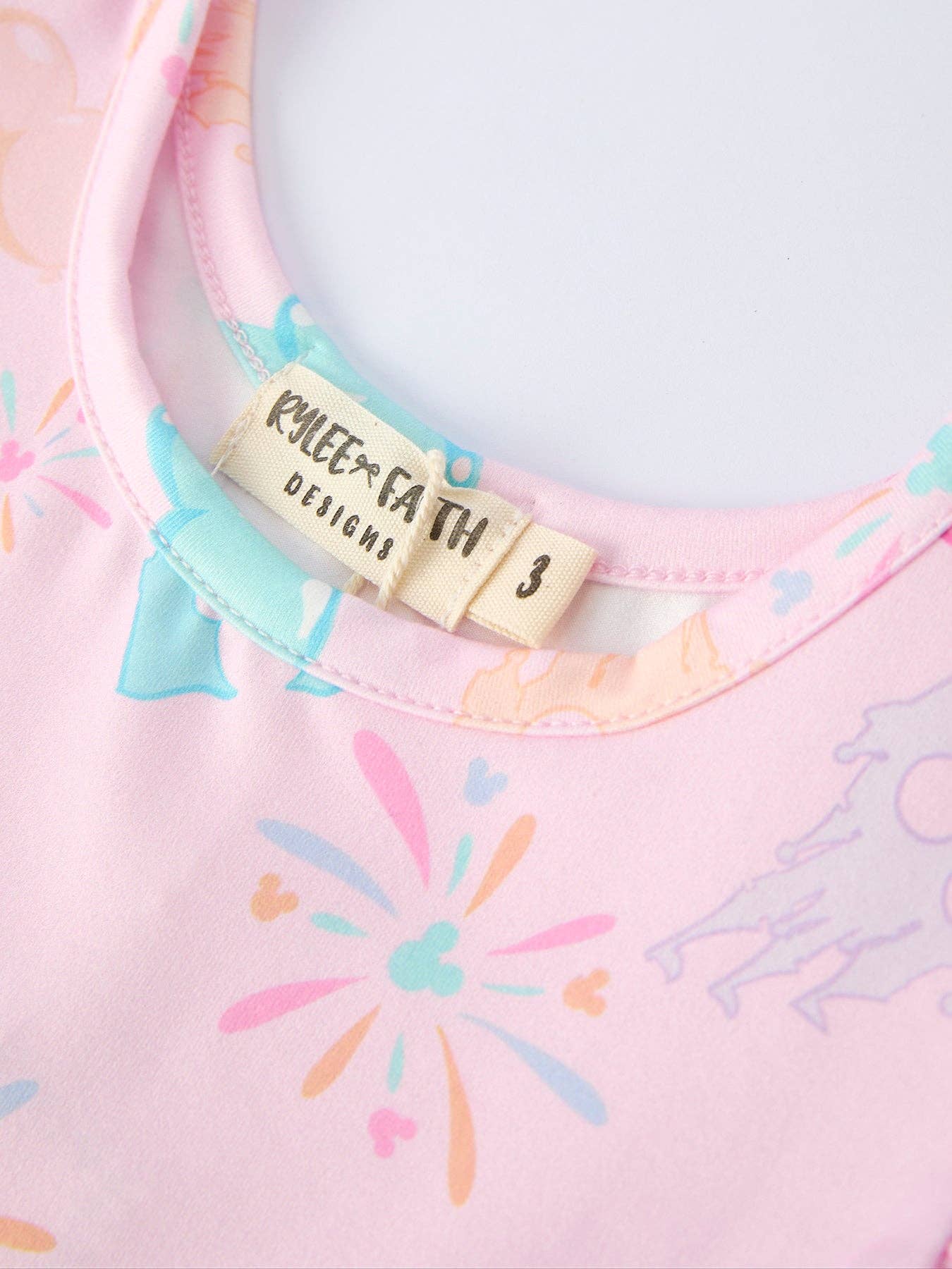 Pink Theme Park Print Girls Twirl Dress