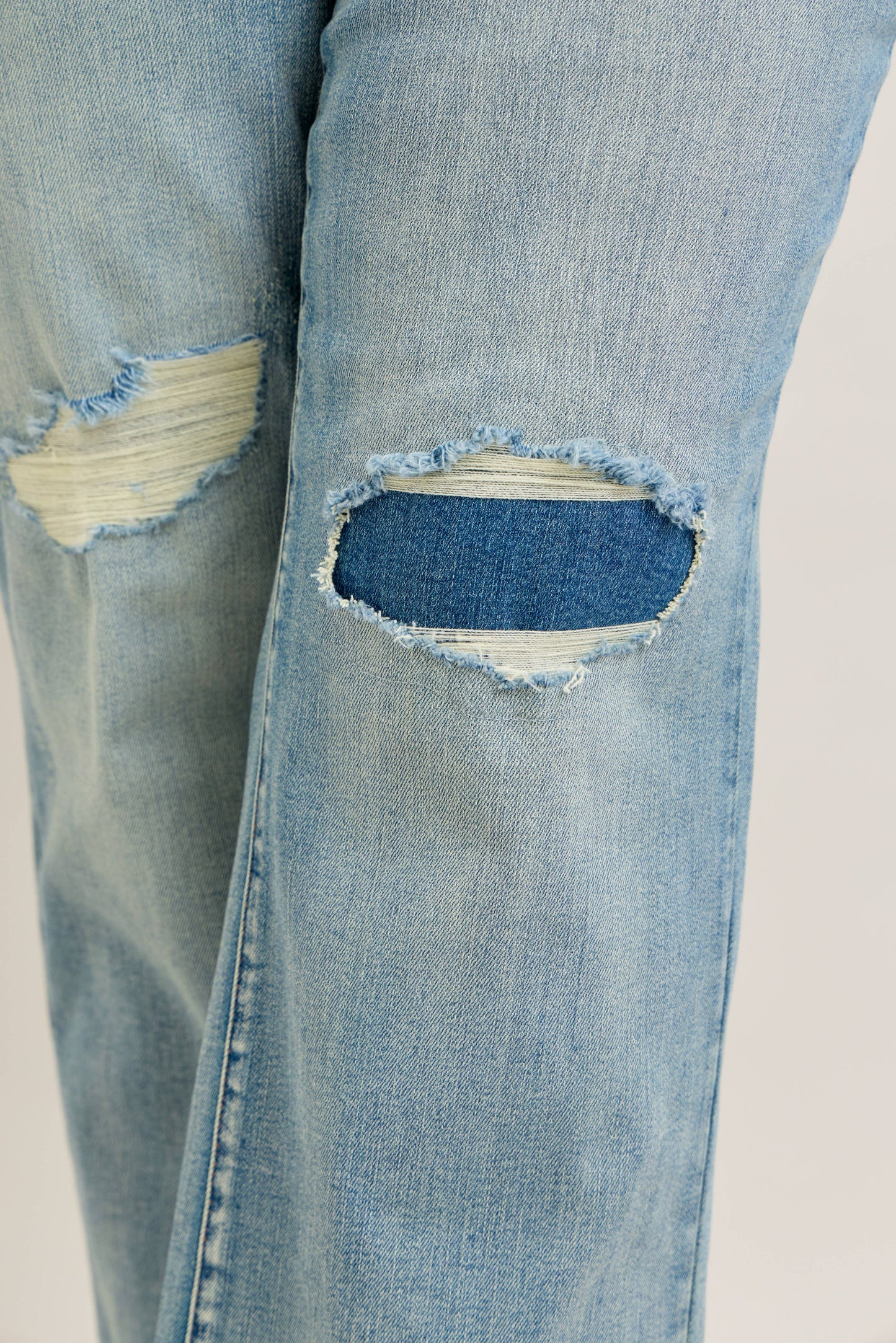 High Waisted Distressed & Knee Patch Straight- PLUS