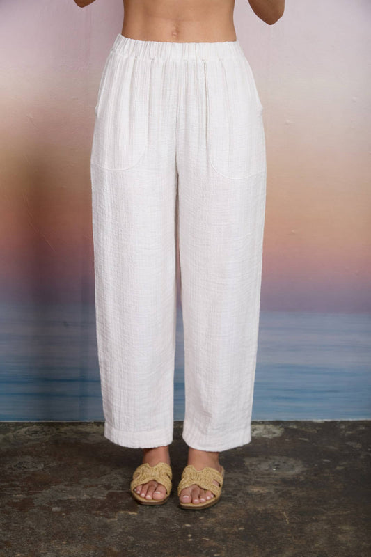 TEXTURED HIGH ELASTIC WAIST LOUNGE PANTS
