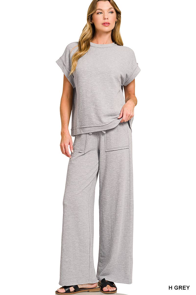 Cotton Slub Tee & Pants 2pc Set  Zenana