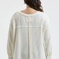 PLUS V NECK ASYMMETRICAL HEM LONG SLEEVE KNIT TOP