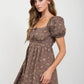 DITSY FLORAL PUFF SLEEVE SQUARE NECK MINI DRESS