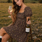 DITSY FLORAL PUFF SLEEVE SQUARE NECK MINI DRESS