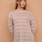 STRIPE LONG SLEEVE CUFFED RELAXED KNIT TOP
