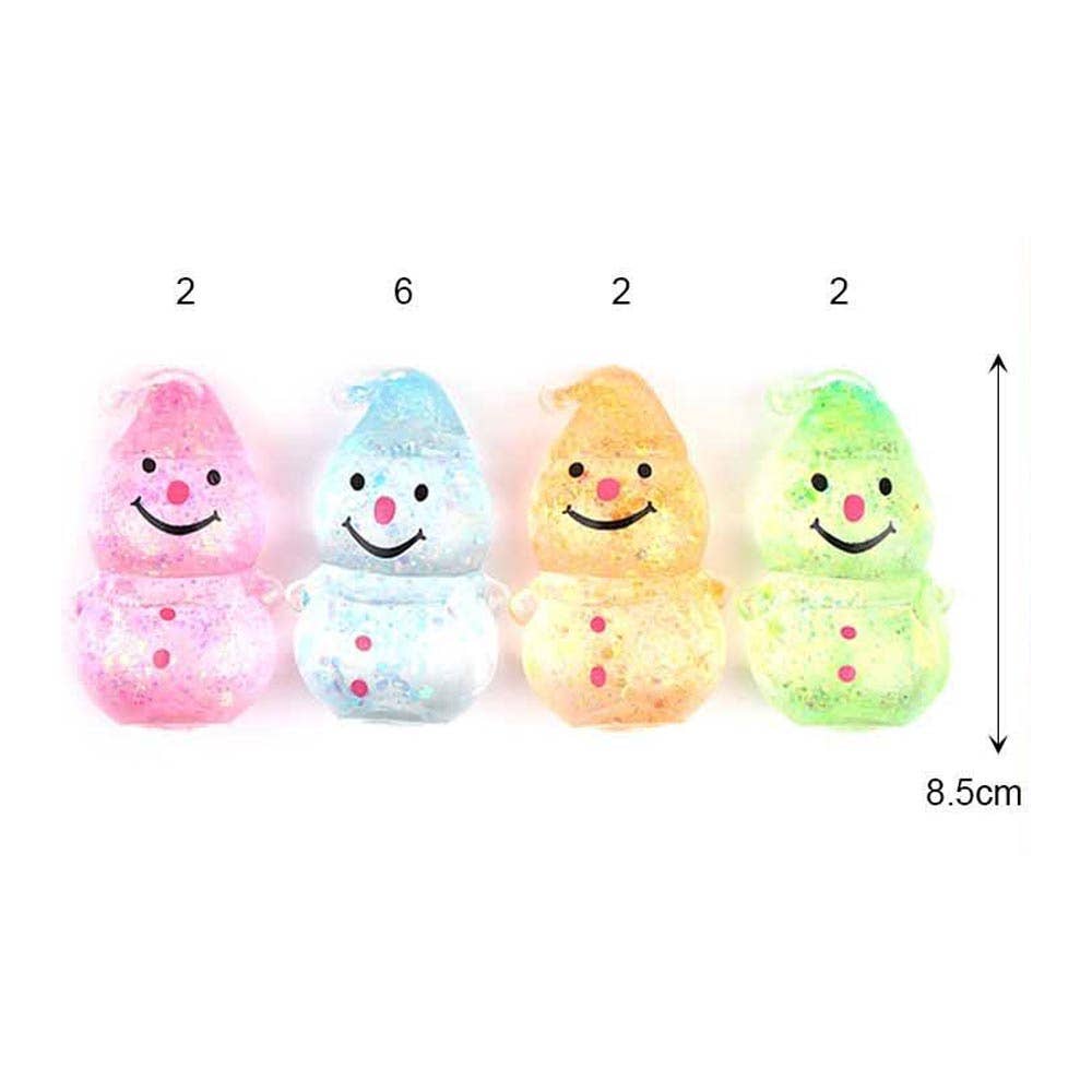 12PCS - Glitter Snowman Squeeze Squishy Stress Relief Toy