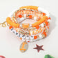 5PCS - GAME DAY Football Charm Heishi Faceted Beaded Stretch Multi Layered Bracelets