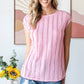 Lightweight Stripe Textured Cap Sleeves Blouse