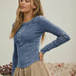 WASHED LONG SLEEVE RIBBED HENLEY KNIT TOP