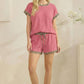 Leopard Print Trim Waffle Knit Loungewear Set